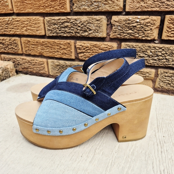 Coach Nettie Blue Denim Clog Sandal Size 9B - Picture 1 of 11